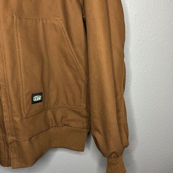 Key Saddle Brown Insulated Duck Hooded Work Jacket Full Zip Size Medium Regular - Picture 4 of 14